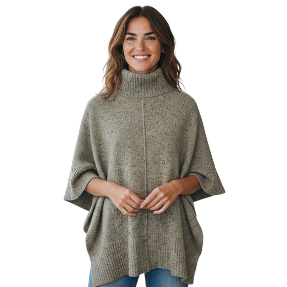 Ann Taylor Sweaters - Ann Taylor Cashmere Turtleneck Sweater In Heathered Olive And Brown Size Med